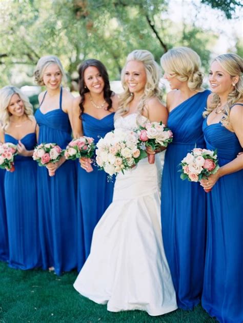 Blue Wedding Royal Blue Bridesmaid Dresses Paired With Grey Mens