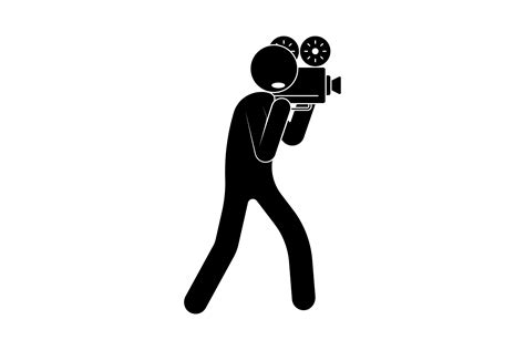 Stick Figure Man Operator With Camera Graphic By Rnko · Creative Fabrica