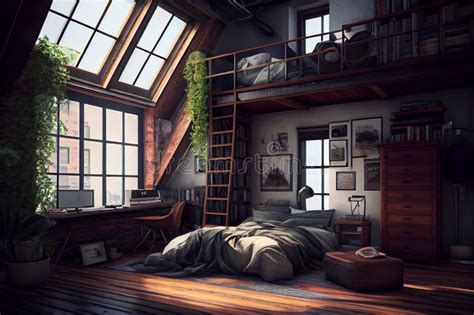 designer master bedroom in loft style ai generated stock illustration illustration of bedroom