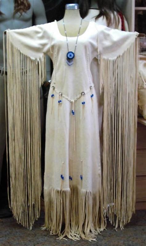 Hand Sttiched Authentic Native American Light Gold Deer Hide Dress With