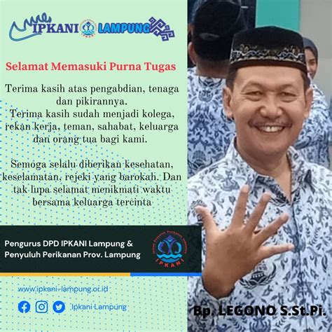 Ucapan Purnabakti Dewan Pimpinan Daerah Ipkani Lampung Ikatan Penyuluh Perikanan Indonesia