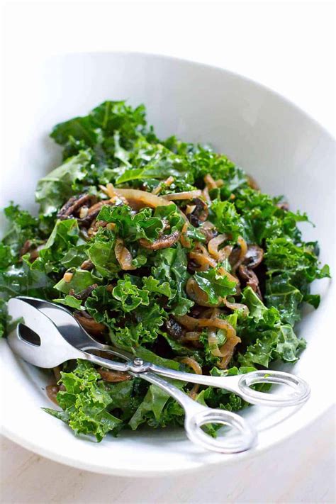 Warm Kale Salad - with Caramelized Onions and Mushrooms