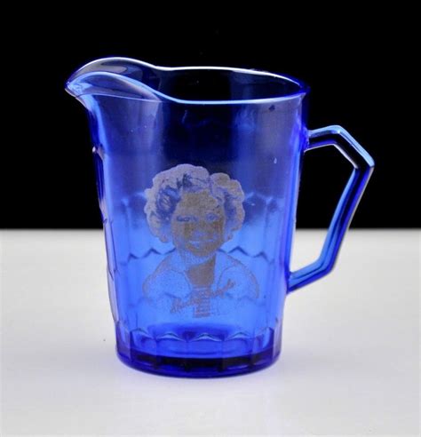 Vintage Hazel Atlas Shirley Temple Mini Milk Pitcher Cobalt Blue