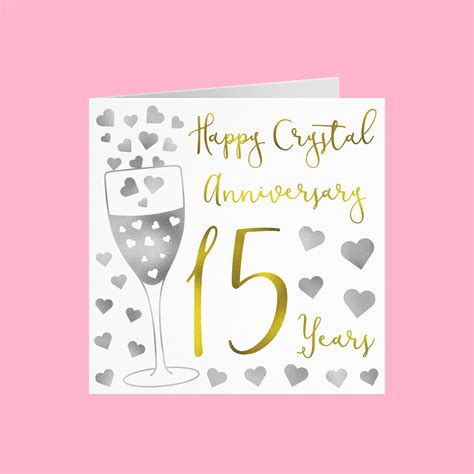 15th Wedding Anniversary Card Happy Crystal Anniversary 15 Years