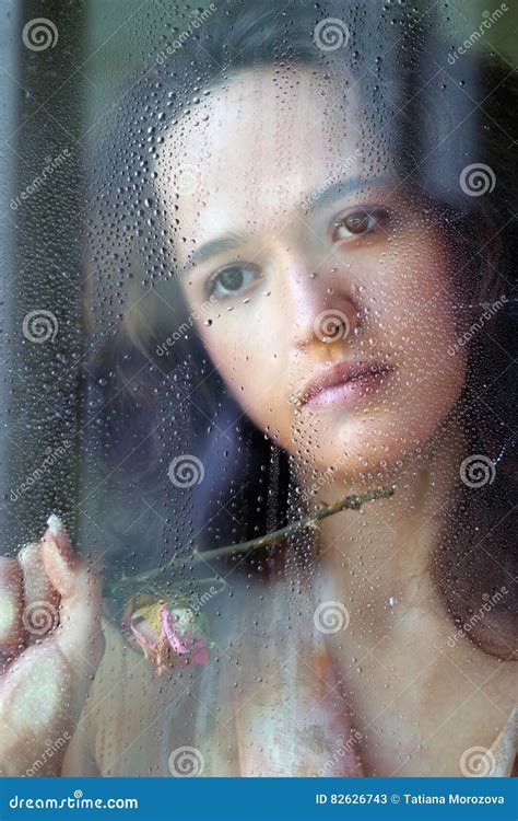 The Girl Behind Glass Stock Image Image Of Girl Natural 82626743