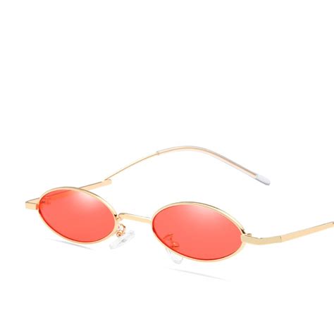 Heißer Verkauf Kleine Vintage Oval Sonnenbrille Modemarke Frauen Männer Metallrahmen Klare Bunte
