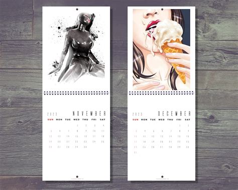 Nude Girls Calendar Wall Calendar Monthly Etsy Norway