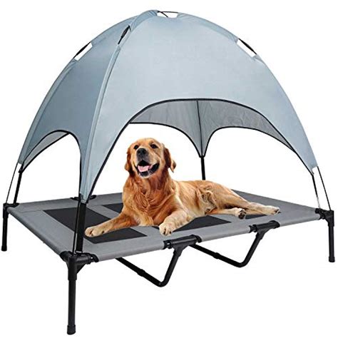 Niubya elevated dog bed with canopy, 1680d oxford fabric mesh portable raised pe. WANTRYAPET Elevated Dog Bed with Canopy, Portable Raised ...