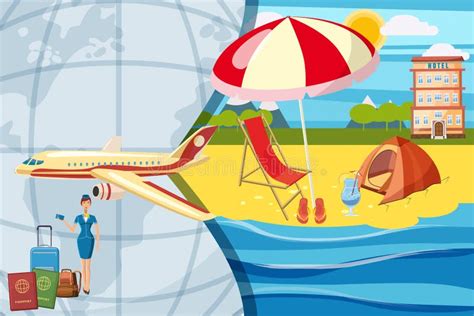 Travel Tourism Concept Cartoon Style Stock Vector Illustration Of