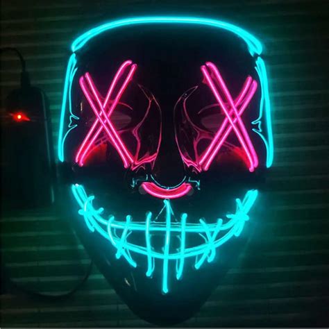 buy halloween mask mixed color led mask party masque masquerade masks neon maske light glow in