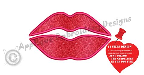 Lips Embroidery Applique Design Sexy Lips Applique Red Lips Etsy