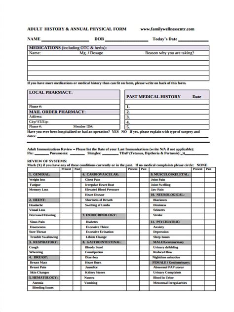 The physical must be carried out by a medical if you're not sure where to get a dot physical or you're looking for a medical examiner for your dot physical, it's recommended that you go directly to. FREE 6+ Adult Physical Forms in PDF | Ms Word