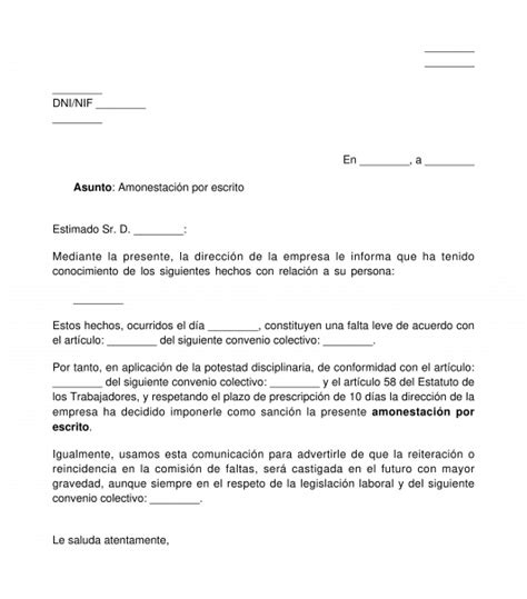 Modelo De Carta De Amonestacion Por Incumplimiento De Trabajo Chile