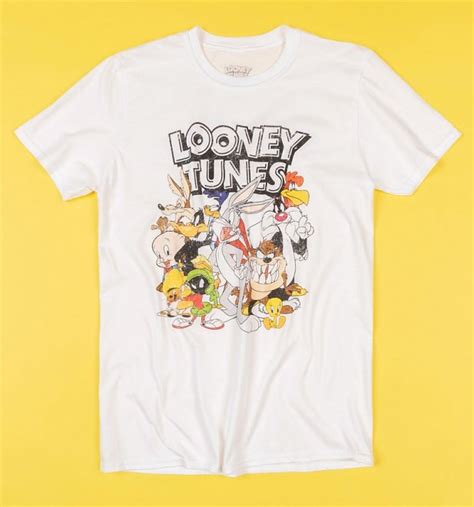 Mens White Looney Tunes Thats All Folks T Shirt With Back Print