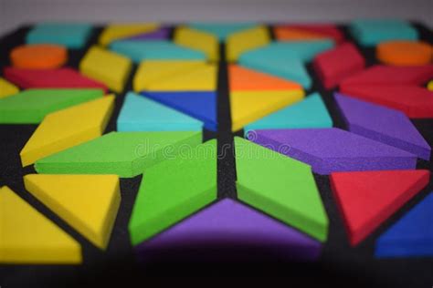 Closeup View Of Multi Color Geometrical Shapes Arranged In A Beautiful