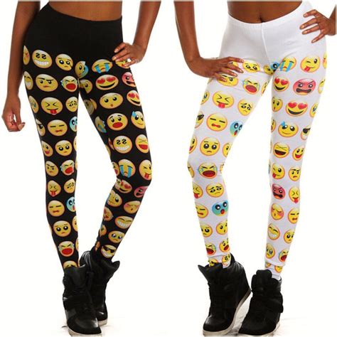 New Stretchy Trendy Womens Emoji Printed Leggings Bottoms Pants Comfy