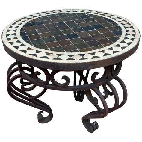 Moroccan Round Mosaic Tile Side Table Indoor Or Outdoor At 1stdibs