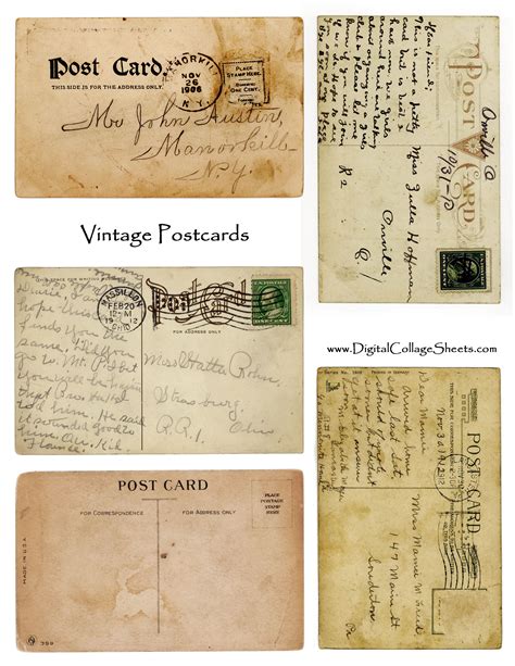 Antique Postcards  Vintage Printables Free Collage Digital