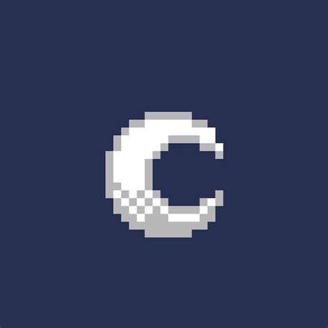 Premium Vector White Crescent Moon In Pixel Art Style