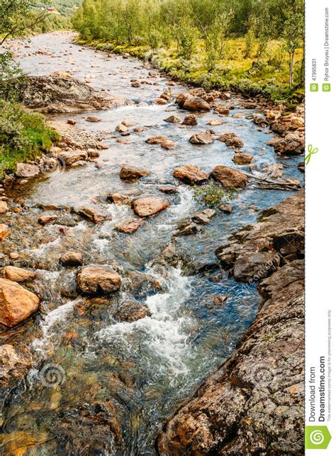 Norway Nature Cold Water Mountain River Stock Image