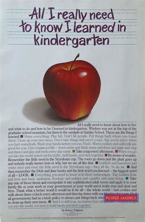 All I Really Need To Know I Learned In Kindergarten Vintage 1989 Poster