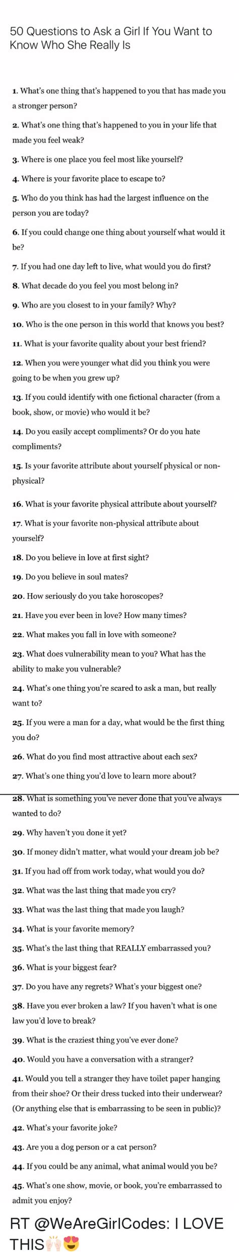 50 Questions To Ask A Girl If You Want To Know Who She