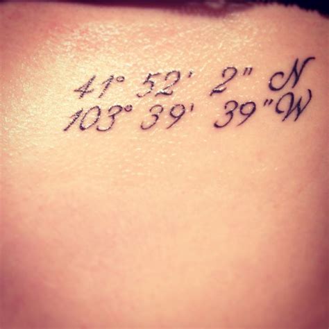 Often, the coordinates are longitude, latitude, and elevation. This is my first tattoo. The coordinates of the town I ...