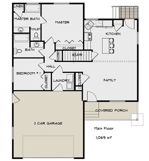 Maybe you would like to learn more about one of these? House Plan 2802-00060 - Ranch Plan: 1,069 Square Feet, 2 ...