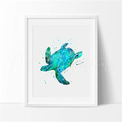Featuring intricately crafted embossed design, each hand painted 3d metal artwork is a unique ocean sea life inspired piece that will make an attractive addition to any home; Turquoise Sea Turtle Watercolor Nature Art Print Wall ...