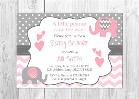 Hosting a baby shower is child's play with online invitations! Elephant Baby Shower Invitation, It's a Girl, Chevron ...