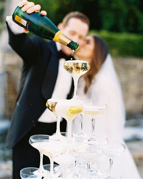 32 Utterly Romantic Wedding Day Kisses Champagne Tower Champagne
