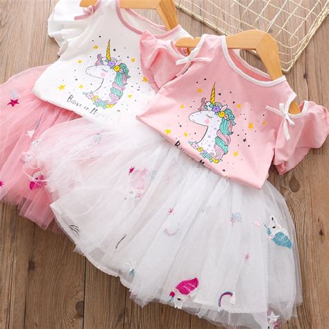 Baby Girl Clothes Sets Unicorn T Shirtskirt Princess Children Clothing