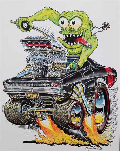 Ed Roth Tribute Cartoon Car Drawing Art Cars Car Drawings