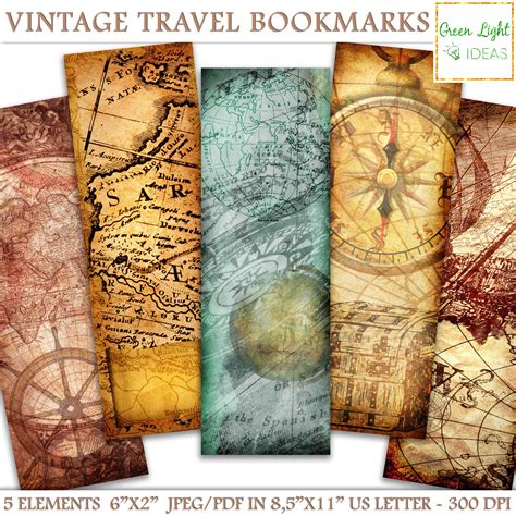 Digital Bookmarks Vintage Travel Bookmarks Printable Etsy Vintage