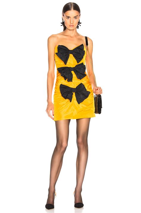 Carmen March Strapless Ribbon Dress In Yellow And Black Fwrd