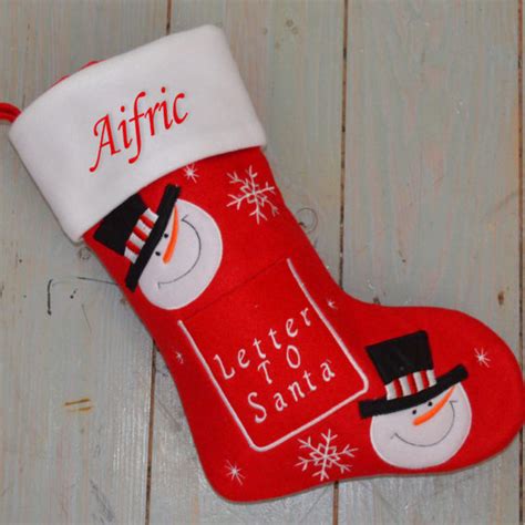 Letter To Santa Snowman Christmas Stocking40x20cm The Embroidery