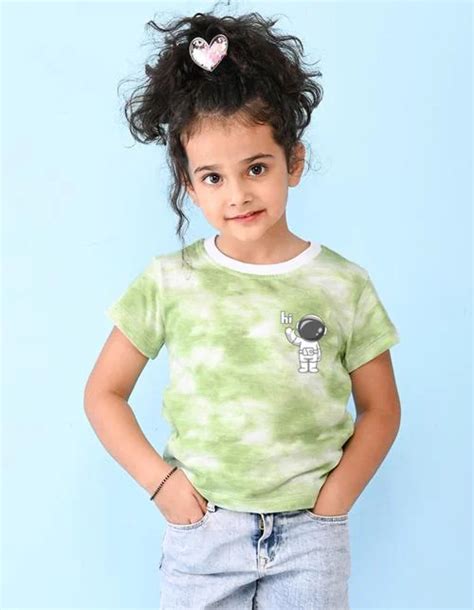 Buy Nusyl Girls Green Hi Printed Tie And Dye Tshirt Online At Best Prices In India Jiomart