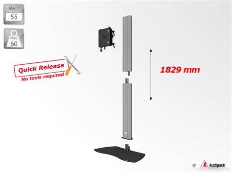 Make sure your vesa (mounting hole pattern) falls between: Flat panel floor stand, Quick Release, height 1800 mm, Max ...