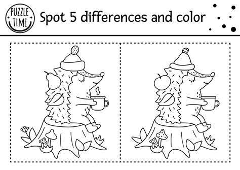 Download Autumn Find Differences Game For Children Black And White
