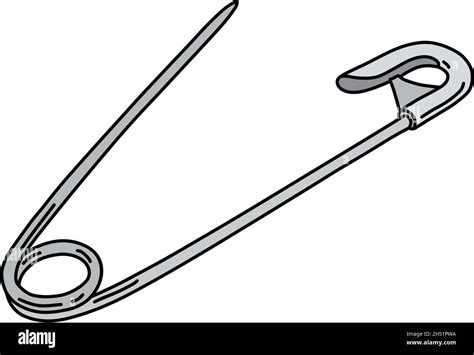 The Vectorized Hand Drawing Of A Classic Steel Safety Pin Stock Vector
