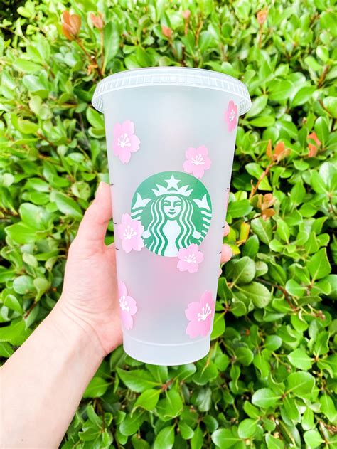Cherry Blossom Starbucks Cup With Straw Sakura Coffee Cup Etsy