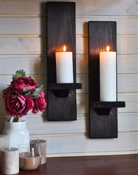 Rustic Candle Holders Pair Wall Hanging Sconce Wall