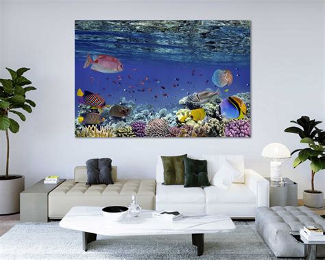 Underwater Life Canvas Sets Aquarium Wall Art Decor Coral Etsy