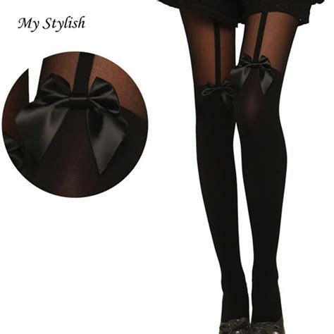 vintage tights bow pantyhose tattoo mock bow suspender sheer stockings stylish nov 22 in