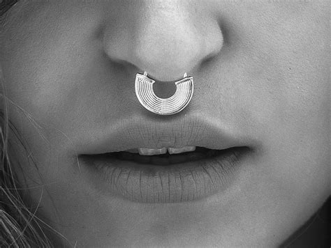 No Piercing Septum Silver Fake Septum Ring Fake Nose Ring Etsy