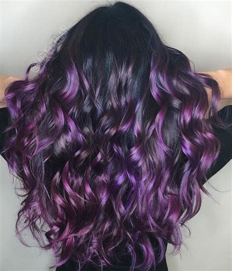 Gorgeous grape purple hair highlights bring dimension to light caramel hair. 40 Versatile Ideas of Purple Highlights for Blonde, Brown ...