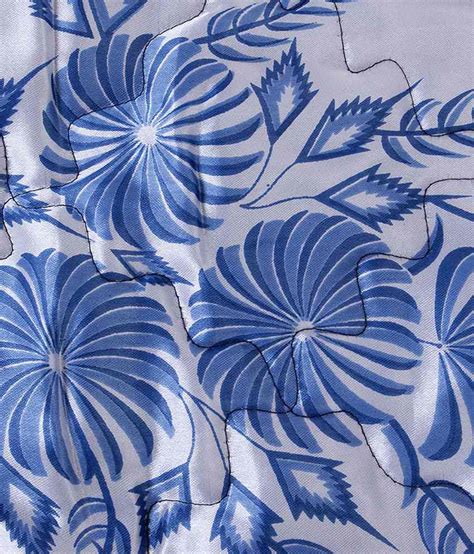 Renown Blue Floral Design Fancy Satin Double Bedsheet Set 4pc 2 Pillow