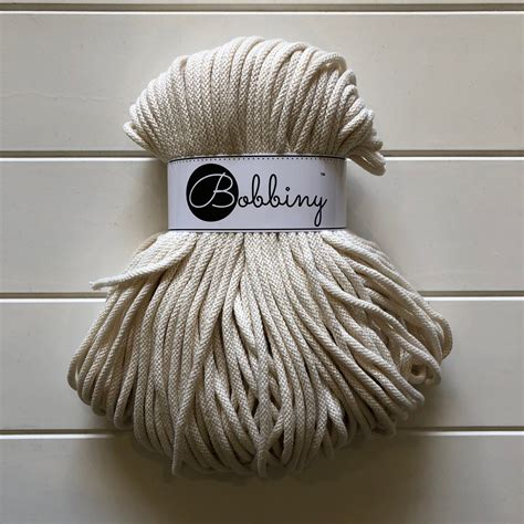 Bobbiny Braided Cords Premium 5mm Natural Adelaide Hills Yarn Co