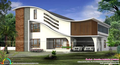 Full Curved Roof Modern Home Kerala Home Design And Floor Plans 9k