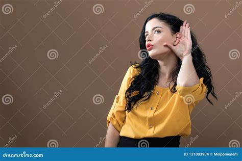 Young Woman Listening Stock Photo Image Of Adult News 131003984